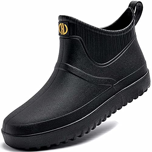 GURGER Gummistiefel Herren Kurz Regenstiefel Kurzschaft Männer Gummistiefeletten Wasserdicht Schwarz Größe 39 von GURGER