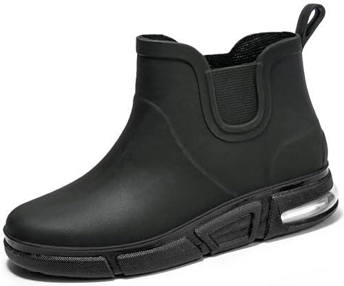 GURGER Gummistiefel Herren Kurz Regenstiefel Kurzschaft Männer Gummistiefeletten Wasserdicht Schwarz Größe 39 von GURGER