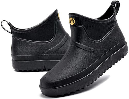 GURGER Gummistiefel Herren Kurz Regenstiefel Kurzschaft Männer Gummistiefeletten Wasserdicht Schwarz Größe 42 von GURGER