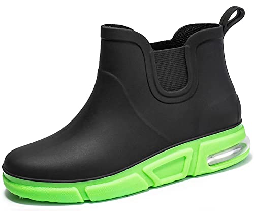 GURGER Gummistiefel Herren Kurz Regenstiefel Kurzschaft Männer Gummistiefeletten Wasserdicht Schwarz Grün Gr 41 von GURGER