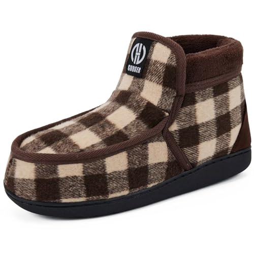 GURGER Hausschuhe Herren Hausstiefel Warm Plüsch Gefütterte Hüttenschuhe Mokassin Winter Geschlossen Rutschfester Pantoffeln Hohe Hüttenstiefel für Männer Braun Größe 44 45 GURGER Hausschuhe Herren Hausstiefel Warm Plüsch Gefütterte Hüttenschuhe Mokassin Winter Geschlossen Rutschfester Pantoffeln Hohe Hüttenstiefel für Männer Braun Größe 44 45 von GURGER