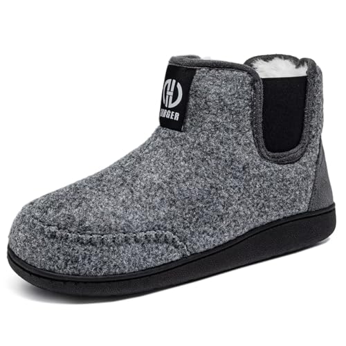 GURGER Hausschuhe Herren Plüsch Gefüttert Hüttenschuhe Winter Warm Hausstiefel Geschlossen Filzpantoffeln Filz Pantoffeln für Zuhause, Grau Größe 40 41 GURGER Hausschuhe Herren Plüsch Gefüttert Hüttenschuhe Winter Warm Hausstiefel Geschlossen Filzpantoffeln Filz Pantoffeln für Zuhause, Grau Größe 40 41 von GURGER