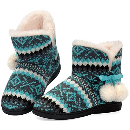 GURGER Hausschuhe Kinder Mädchen Jungen Hüttenschuhe Winter Plüsch Gefüttert Hausstiefel Hüttenstiefel Warm Blau Größe 28 29 von GURGER