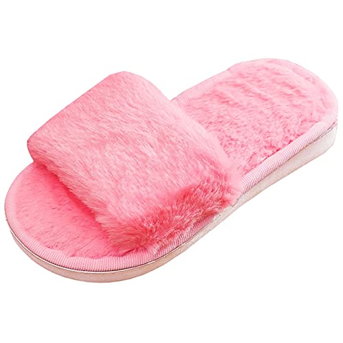 GURGER Hausschuhe Kinder Mädchen Plüsch Hüttenschuhe Jungen Offene Zehe Winter Wärme Pantoffeln Bequeme House Slippers Rosa Größe 32 33 von GURGER