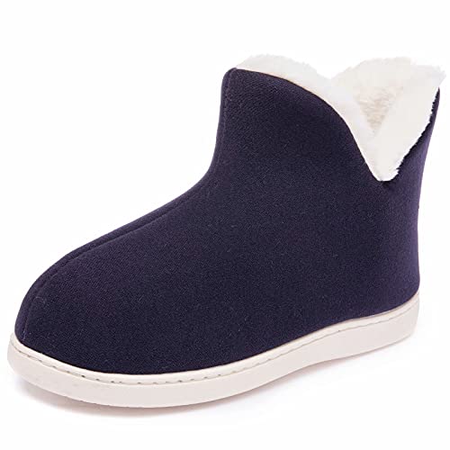 GURGER Hausschuhe Kinder Memory Foam Winter Warme Plüsch Pantoffeln Jungen Weich Gefüttert Winterschuhe Slipper Blau 34/35 EU von GURGER