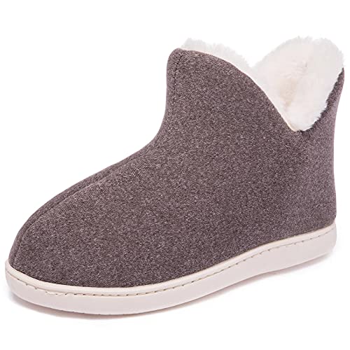 GURGER Hausschuhe Kinder Memory Foam Winter Warme Plüsch Pantoffeln Jungen Weich Gefüttert Winterschuhe Slipper Grau 34/35 EU von GURGER