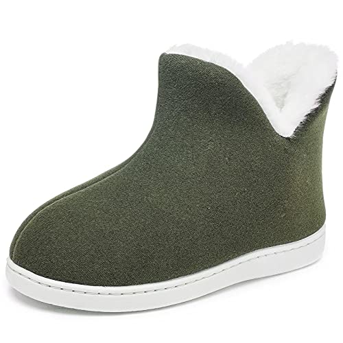 GURGER Hausschuhe Mädchen Memory Foam Winter Warme Plüsch Pantoffeln Kinder Weich Gefüttert Winterschuhe Slipper Grün 34/35 EU von GURGER