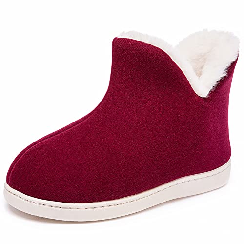 GURGER Hausschuhe Mädchen Memory Foam Winter Warme Plüsch Pantoffeln Kinder Weich Gefüttert Winterschuhe Slipper Rot 36/37 EU von GURGER