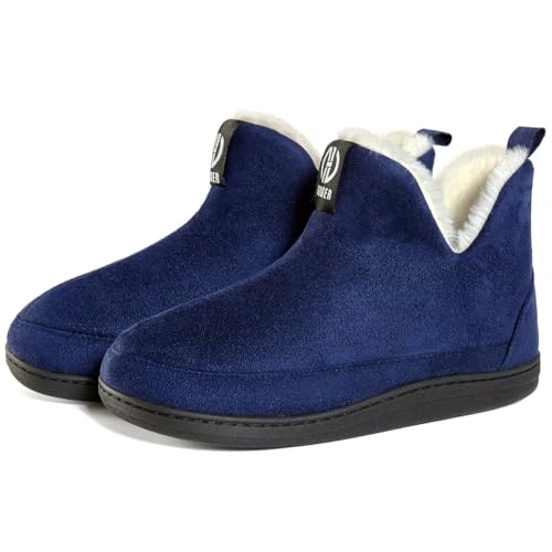 GURGER Hausstiefel Herren Plüsch Gefüttert Hüttenschuhe Damen Winter Hausschuhe Hohe Warm Hüttenstiefel Pantoffeln für Männer Frauen Größe 36 37 Blau von GURGER