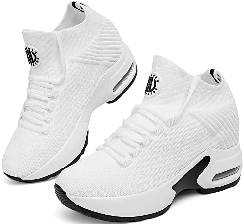 GURGER Keilabsatz Sneaker Damen Wedges Weiss Turnschuhe Frauen Schuhe Freizeitschuhe Weiß Größe 37 von GURGER