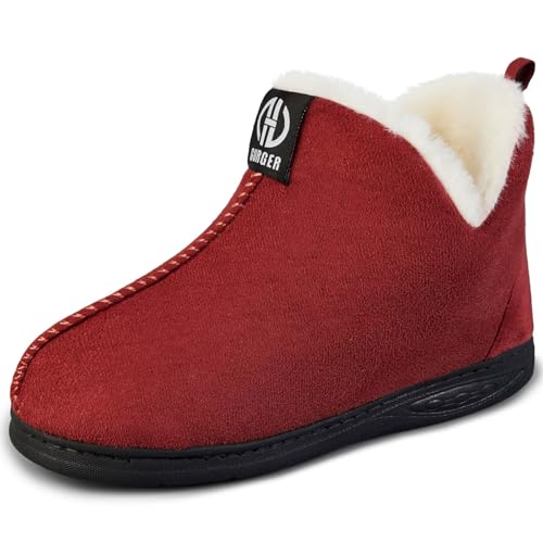 GURGER Kinder Hausschuhe Jungen Mädchen Hüttenschuhe Plüsch Gefüttert Hausstiefel Warm Haus Pantoffeln Winter Rot Größe 30 31 von GURGER