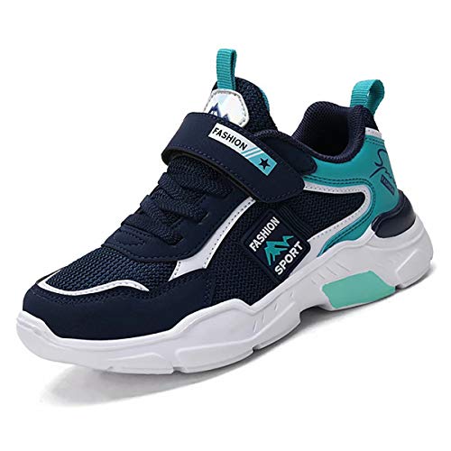 GURGER Laufschuhe Mädchen Atmungsaktiv Turnschuhe Jungen Sneaker Kinder Klettverschluss Sportschuhe Outdoor Sport Schuhe Dunkelblau Gr 38 von GURGER