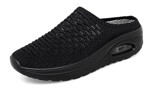 GURGER Clogs Damen Slip On Hausschuhe Sommer Leicht Pantoletten Atmungsaktive Mesh Gartenschuhe Schwarz 38 Größe von GURGER