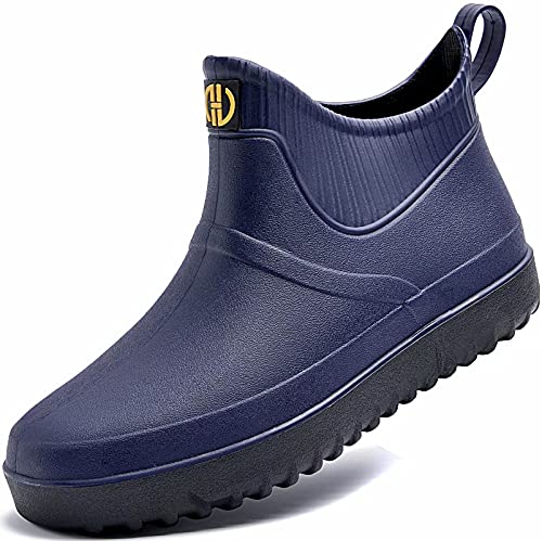 GURGER Regenstiefel Herren Kurz Gummistiefel Kurzschaft Männer Gummistiefeletten Wasserdicht Navy Blau Größe 39 von GURGER