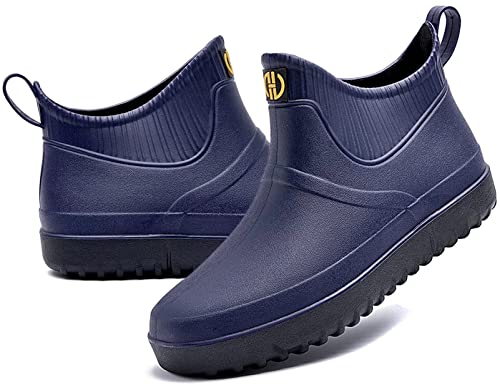 GURGER Regenstiefel Herren Kurz Gummistiefel Kurzschaft Männer Gummistiefeletten Wasserdicht Navy Blau Größe 40 von GURGER