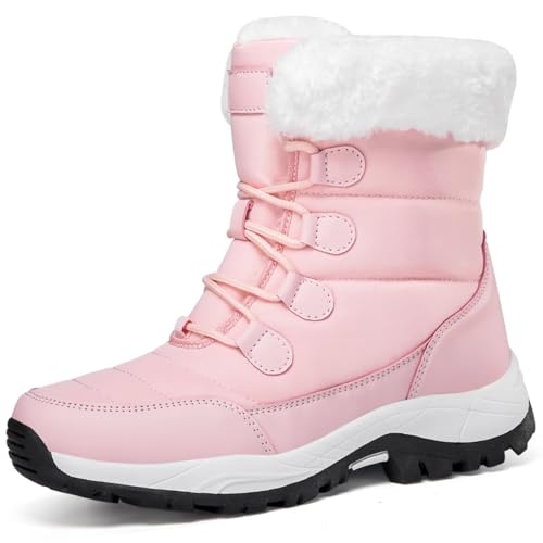 GURGER Schneestiefel Damen Wasserdicht Gefüttert Winterschuhe Warme Bequem Winterstiefel Outdoor Rutschfeste Kurzschaft Winter Stiefel Rosa Größe 37 GURGER Schneestiefel Damen Wasserdicht Gefüttert Winterschuhe Warme Bequem Winterstiefel Outdoor Rutschfeste Kurzschaft Winter Stiefel Rosa Größe 37 von GURGER