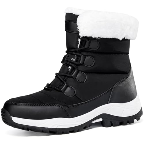 GURGER Schneestiefel Damen Wasserdicht Gefüttert Winterschuhe Warme Bequem Winterstiefel Outdoor Rutschfeste Kurzschaft Winter Stiefel Schwarz Größe 38 GURGER Schneestiefel Damen Wasserdicht Gefüttert Winterschuhe Warme Bequem Winterstiefel Outdoor Rutschfeste Kurzschaft Winter Stiefel Schwarz Größe 38 von GURGER