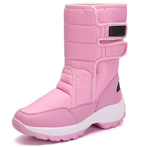 GURGER Schneestiefel Damen Winter Gefüttert Winterstiefel Warme Schneeschuhe Wasserdicht Trekking Winterschuhe Winterboots Rosa Größe 36 von GURGER