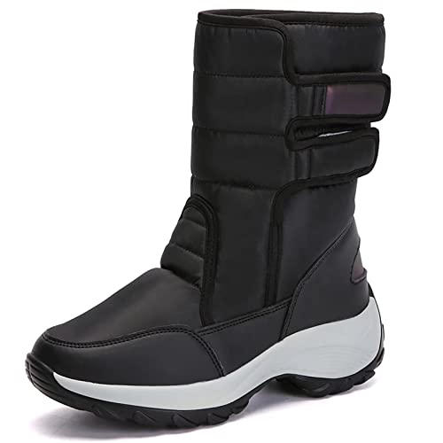 GURGER Schneestiefel Damen Winter Gefüttert Winterstiefel Warme Schneeschuhe Wasserdicht Trekking Winterschuhe Winterboots Schwarz Größe 38 von GURGER