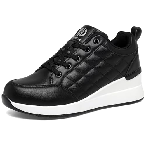 GURGER Sneakers mit Keilabsatz Damen Plateau Wedges Keilsneaker Keil Schuhe Schwarz Größe 36 von GURGER