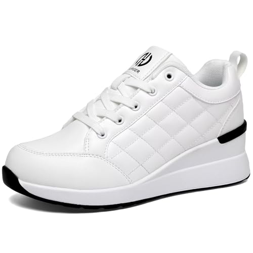 GURGER Sneakers mit Keilabsatz Damen Plateau Wedges Keilsneaker Keil Schuhe Weiß Größe 37 von GURGER
