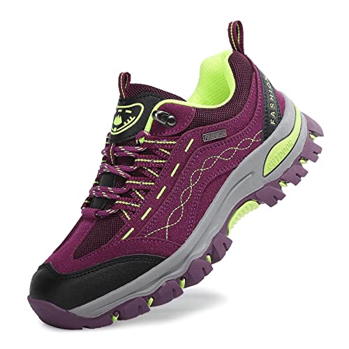 GURGER Trekkingschuhe Damen Wasserdicht Wanderschuhe Leicht Walkingschuhe Atmungsaktiv Trekking Hiking Schuhe Violett Größe 37 von GURGER