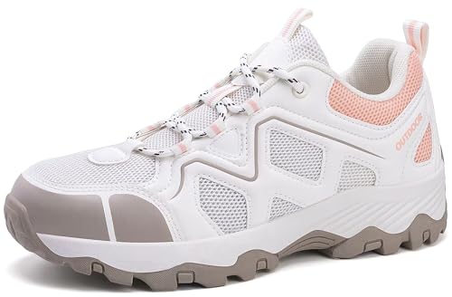 GURGER Wanderschuhe Damen Wasserdicht Trekkingschuhe Atmungsaktiv Leichte Sportschuhe rutschfeste Outdoor Trekking Schuhe Beige Rosa Größe 38 von GURGER