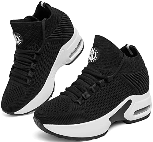 GURGER Wedges Sneaker Damen Keilabsatz Turnschuhe Frauen Schuhe Freizeitschuhe Schwarz 38 Größe von GURGER