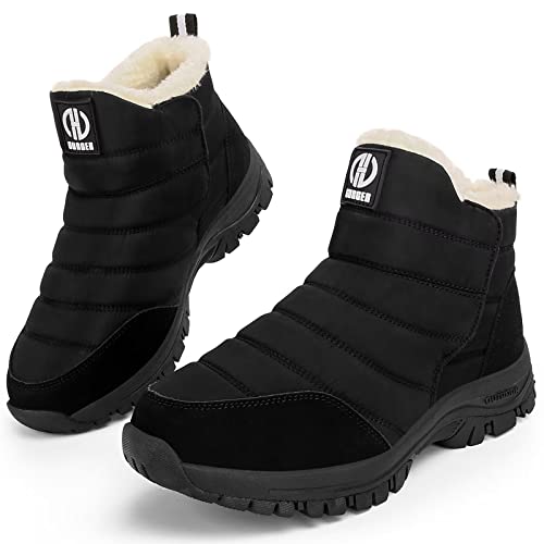 GURGER Winterschuhe Damen Herren Gefütterte Wasserdicht Winterstiefel Kurz Schneestiefel Kurzschaft Winter Winterboots Warm Schwarz Größe 45 von GURGER