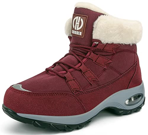 GURGER Winterstiefel Damen Gefütterte Schneestiefel Winter Winterboots Kurz Kurzschaft Warm Winterschuhe Frauen Größe 40 Rot von GURGER