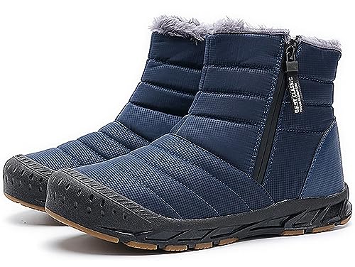 GURGER Winterstiefel Damen Herren Wasserdicht Gefüttert Warm Winterschuhe Winter Schneestiefel Männer Kurzschaft Stiefel Blau Größe 37 von GURGER