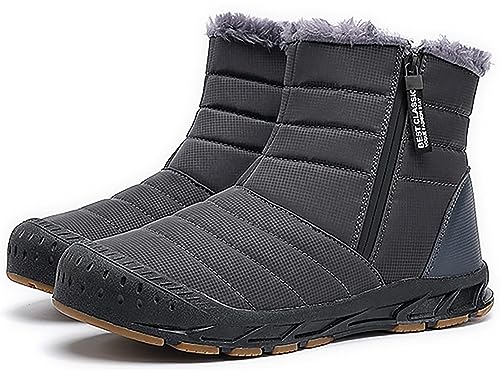 GURGER Winterstiefel Damen Herren Wasserdicht Gefüttert Warm Winterschuhe Winter Schneestiefel Männer Kurzschaft Stiefel Grau Größe 39 von GURGER