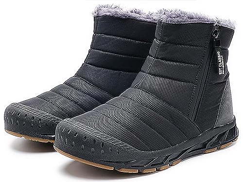 GURGER Winterstiefel Damen Herren Wasserdicht Gefüttert Warm Winterschuhe Winter Schneestiefel Männer Kurzschaft Stiefel Schwarz Größe 36 von GURGER