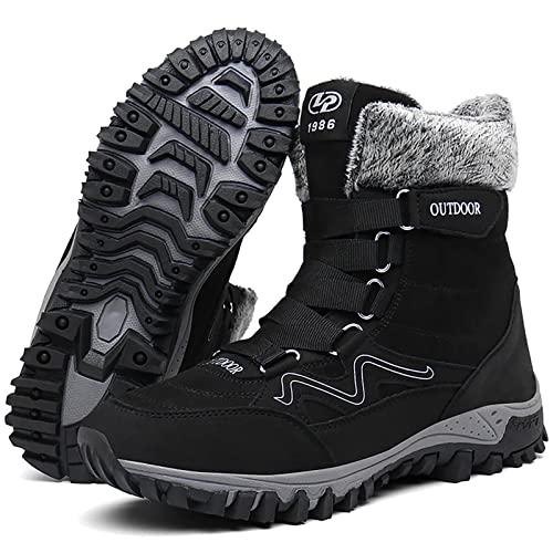 GURGER Winterstiefel Damen Warm Gefüttert Schneestiefel Warm Winterboots Winter Trekking Wanderschuhe Schwarz Größe 42 von GURGER