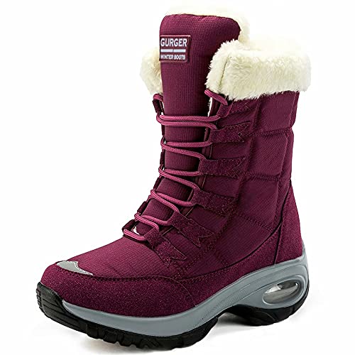 GURGER Winterstiefel Damen Wasserdicht Gefütterte Schneestiefel Frauen Winter Stiefel Warm Rutschfeste Winterboots Rot Gr 36 von GURGER