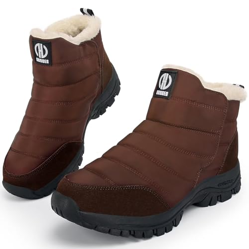 GURGER Winterstiefel Herren Kurz Gefütterte Wasserdicht Winterschuhe Damen Kurzschaft Schneestiefel Winter Warm Winterboots Braun Größe 43 von GURGER