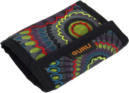 GURU SHOP Besticktes Portemonnaie Retro, Ethno, Boho Geldbeutel - Grau, Unisex - Erwachsene, Baumwolle, 10x14x1 cm von GURU SHOP