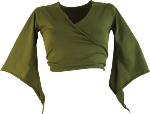 Elfen Top Goa-chic MA / Tops und Shirts, Olive, S/M (36) von GURU SHOP