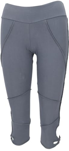 GURU SHOP 3/4 Damen Leggings, PSY Trance Goa Leggings, Yogahose - Taubengrau, Baumwolle, Size:S/M von GURU SHOP