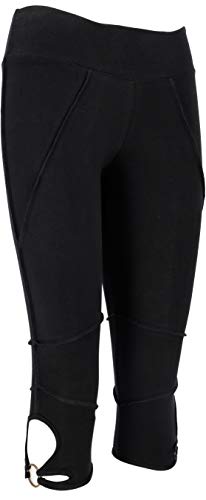 GURU SHOP 3/4 Damen Leggings, Psytrance Goa Leggings, Yogahose, Schwarz, Baumwolle, Size:L/XL (40) von GURU SHOP