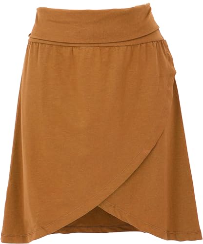 GURU SHOP A-Linien Rock aus Bio-Baumwolle, Yogarock im Wickellook, Tanzrock, Caramel, Size:M (38) von GURU SHOP