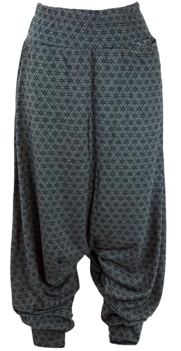 GURU SHOP Afghani Hose, Haremshose, Pluderhose, Pumphose, Aladinhose - Granitgrau, Damen, Baumwolle von GURU SHOP