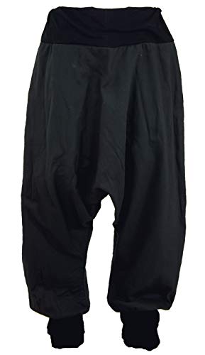 GURU SHOP Afghani Hose, Unisex Pluderhose, Goa Hose Aladinhose, Schwarz, Baumwolle, Size:M (52) von GURU SHOP