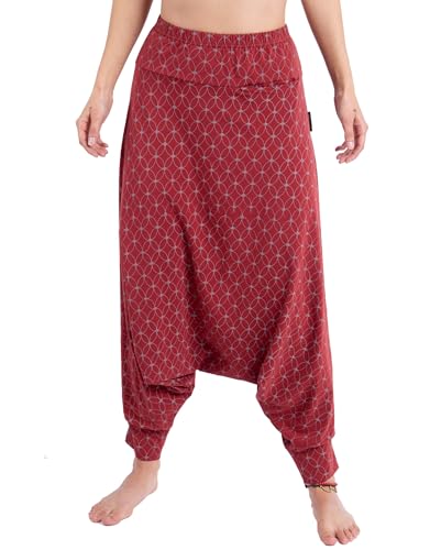 GURU SHOP Afghani Hose aus Bio-Baumwolle, Organic Haremshose, Pluderhose, Yogahose, Aladinhose, Bordeauxrot, Size:L (40) von GURU SHOP