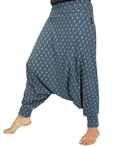 GURU SHOP Afghani Hose aus Bio-Baumwolle, Organic Haremshose, Pluderhose, Yogahose, Aladinhose, Majolica, Size:L (40) von GURU SHOP