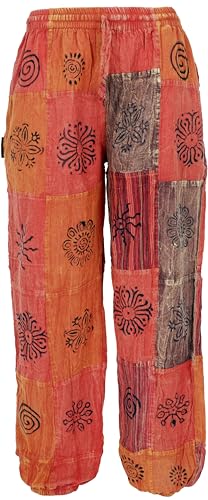 GURU SHOP Aladinhose, Patchwork, Unikat Pluderhose, Hose, Orange, Baumwolle, Size:S/M (38) von GURU SHOP