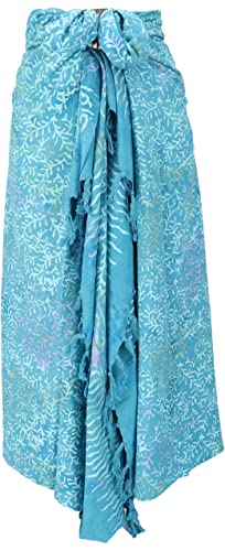 GURU SHOP Bali Batik Sarong, Wandbehang, Wickelrock, Sarongkleid, Strand Tuch, Herren/Damen, Design 3/türkisblau_1, Synthetisch, Size:One Size, 160x100 cm von GURU SHOP