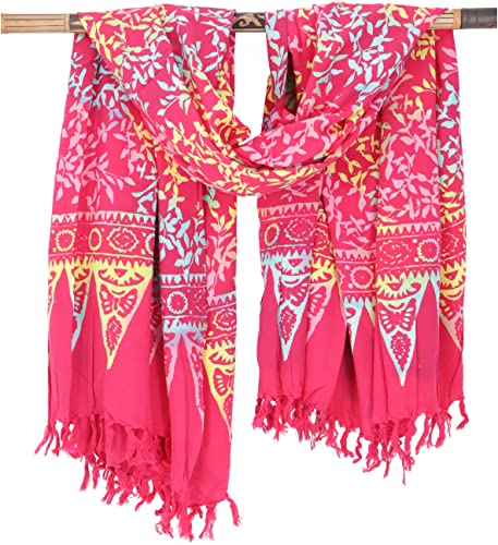 GURU SHOP Bali Batik Sarong, Wandbehang, Wickelrock, Sarongkleid, Strand Tuch, Herren/Damen, Design 41/pink, Synthetisch, Size:One Size, 160x100 cm von GURU SHOP