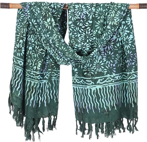 GURU SHOP Bali Batik Sarongkleid, Wickelrock, Sarong, Strand Tuch mit Sarongschnalle, Herren/Damen, Design 4/grün, Synthetisch, Size:One Size, 160x100 cm von GURU SHOP