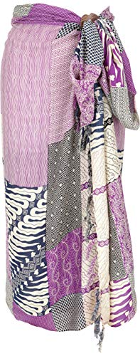 GURU SHOP Bali Sarong, Wandbehang, Wickelrock, Sarongkleid Patchwork Print, Herren/Damen, Violett, Synthetisch, Size:One Size, 160x120 cm von GURU SHOP